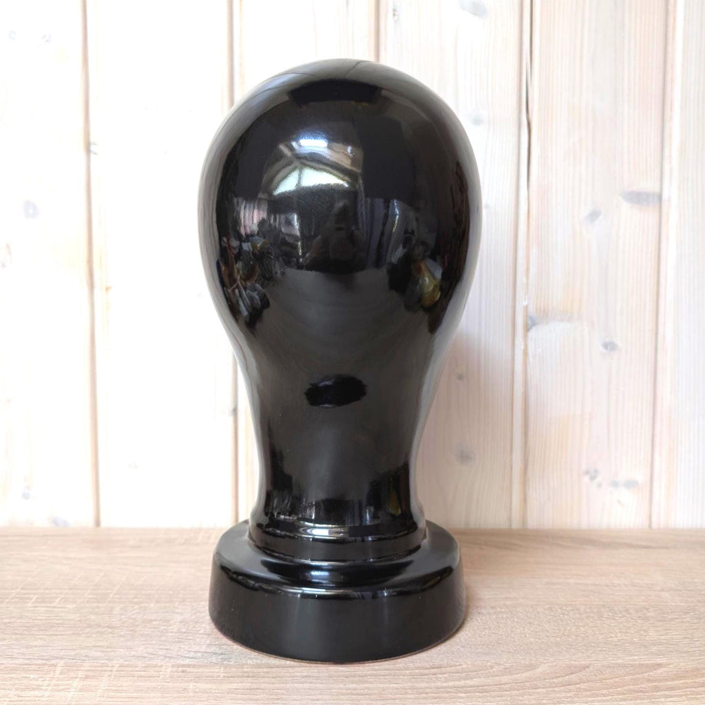 Vintage Scheurich 701 Black Ceramic Mannequin Head, West Germany, 1980s