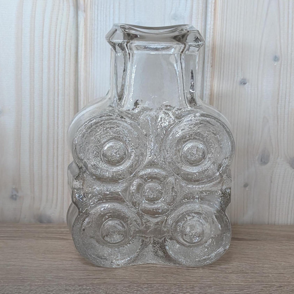 Walther Glas “On the Rocks” Vase, Heiner Düsterhaus Design, 1970s German Textured Art Glass, Mid-Century Collectible