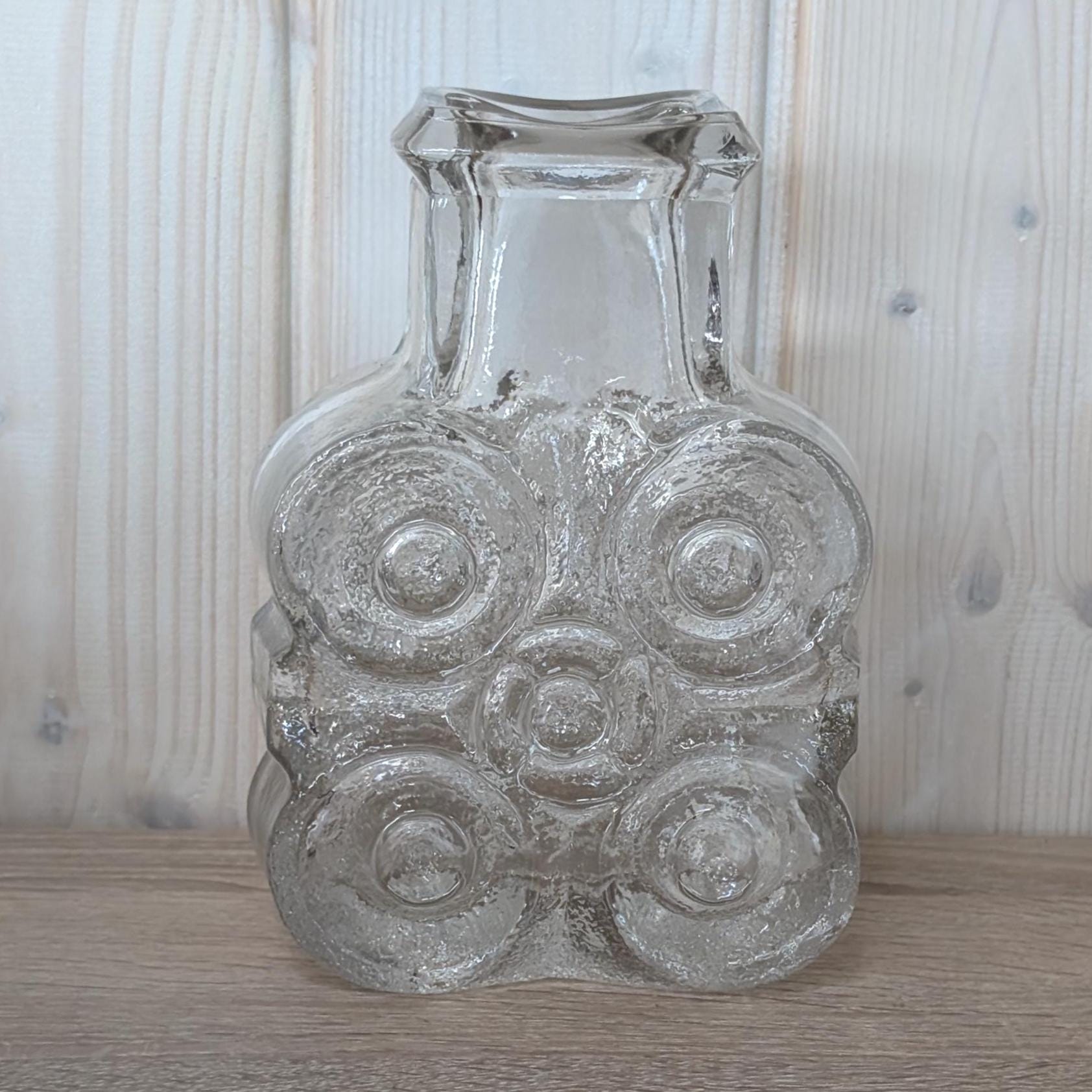 Walther Glas “On the Rocks” Vase, Heiner Düsterhaus Design, 1970s German Textured Art Glass, Mid-Century Collectible
