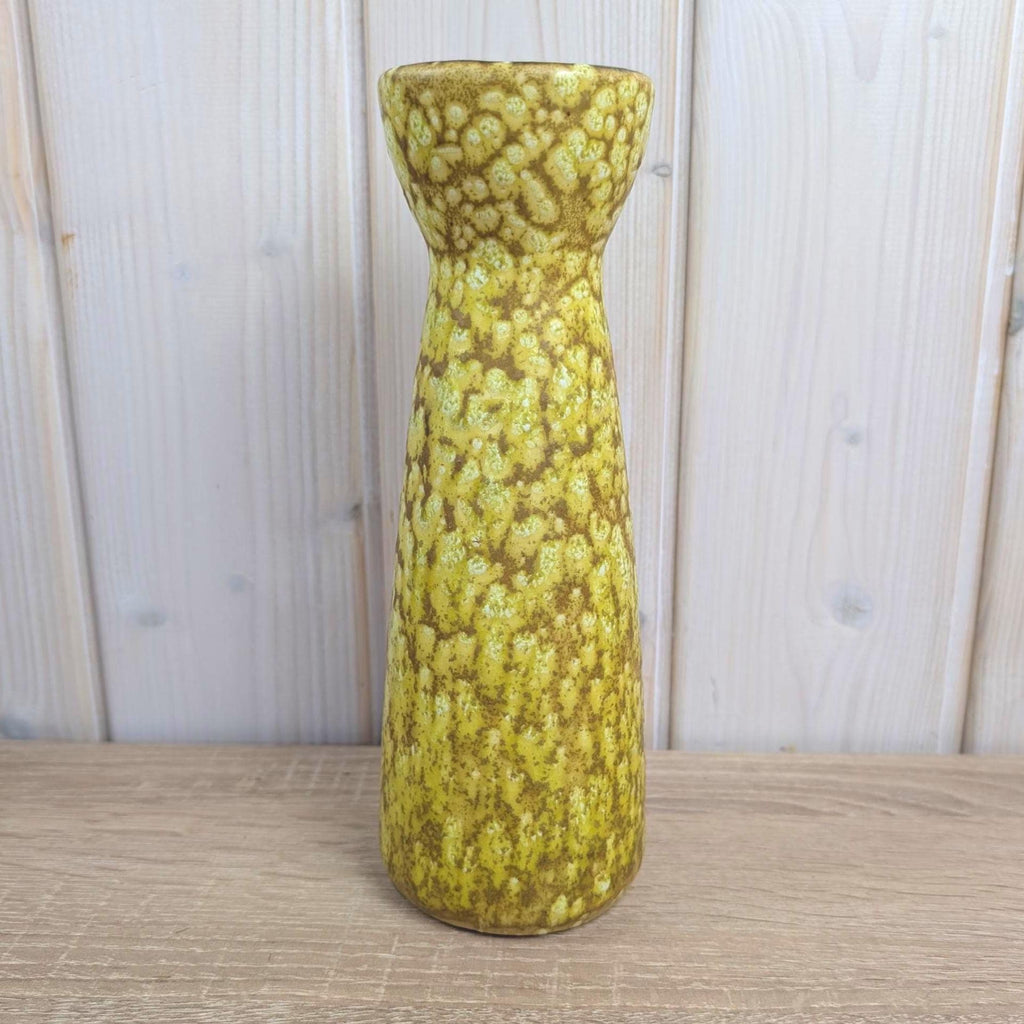 Scheurich 520-22 Fat Lava Vase, Yellow Ochre Volcanic Glaze, West German Pottery, 1960s