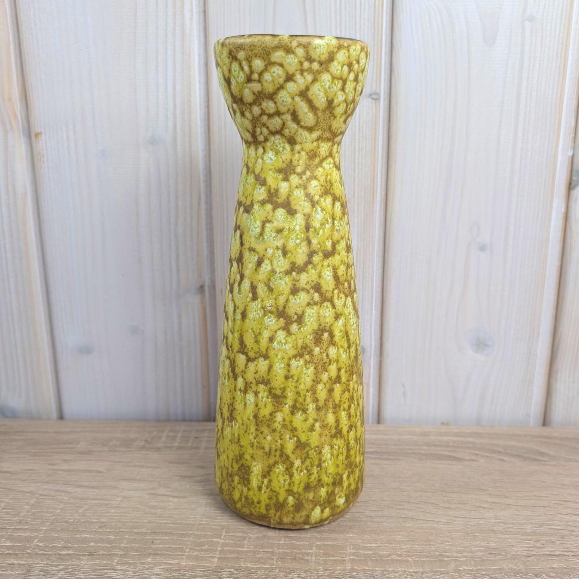 Scheurich 520-22 Fat Lava Vase, Yellow Ochre Volcanic Glaze, West German Pottery, 1960s