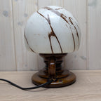 Pan Ceramic Table Lamp, German Mid Century Art Glass Shade, vintage
