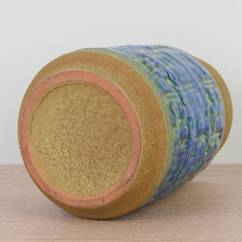 Carstens Tonnieshof Vase 1960s, West Germany Pottery, Blue Relief Glaze, Mid Century Ceramic Statement Piece