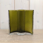 Vintage Nanny Still Riihimäki Olive Green Glass Vase, Finnish Art Glass, 1960s