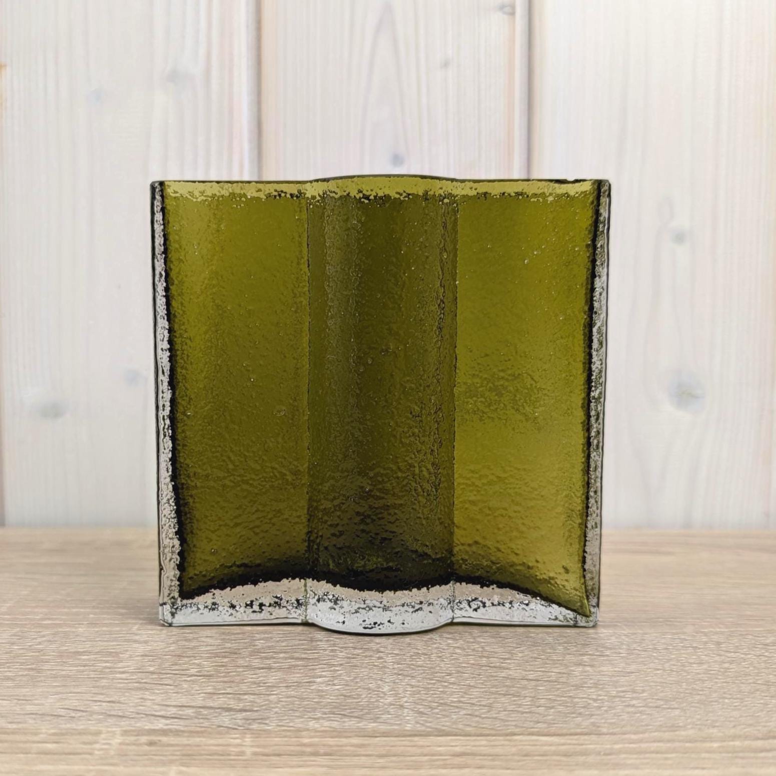 Vintage Nanny Still Riihimäki Olive Green Glass Vase, Finnish Art Glass, 1960s