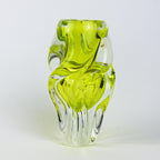 Josef Hospodka Chřibská Art Glass Vase, Uranium Yellow Green, Czech Sommerso, 1960s