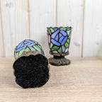 Partylite Mosaic Rose Candle Holders Set of 2, Romantic Stained Glass, Cozy Floral Home Decor, Gift for Her