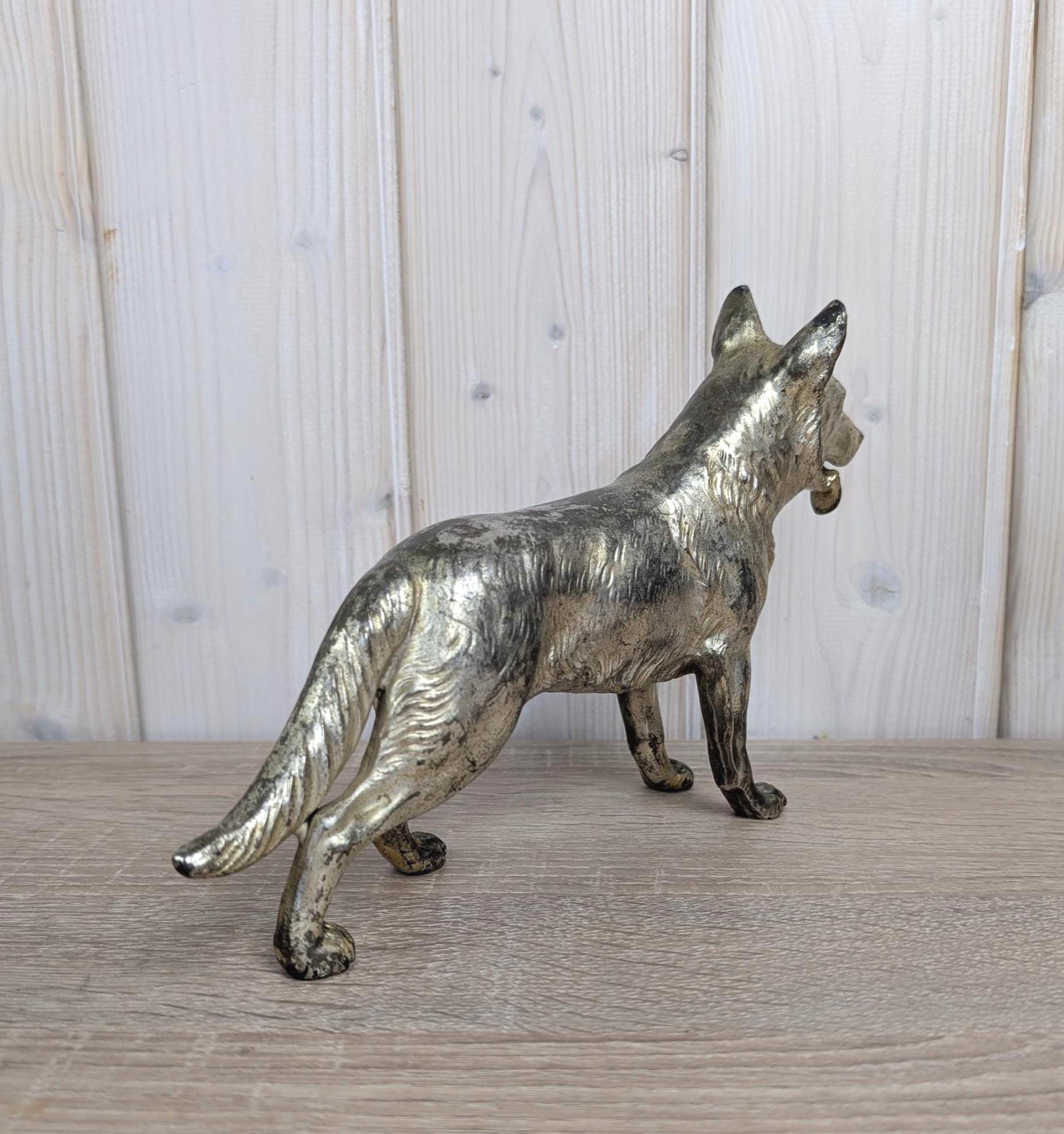 Vintage Brass German Shepherd Figurine, Solid Brass Dog Sculpture, Hand Cast, 1970s