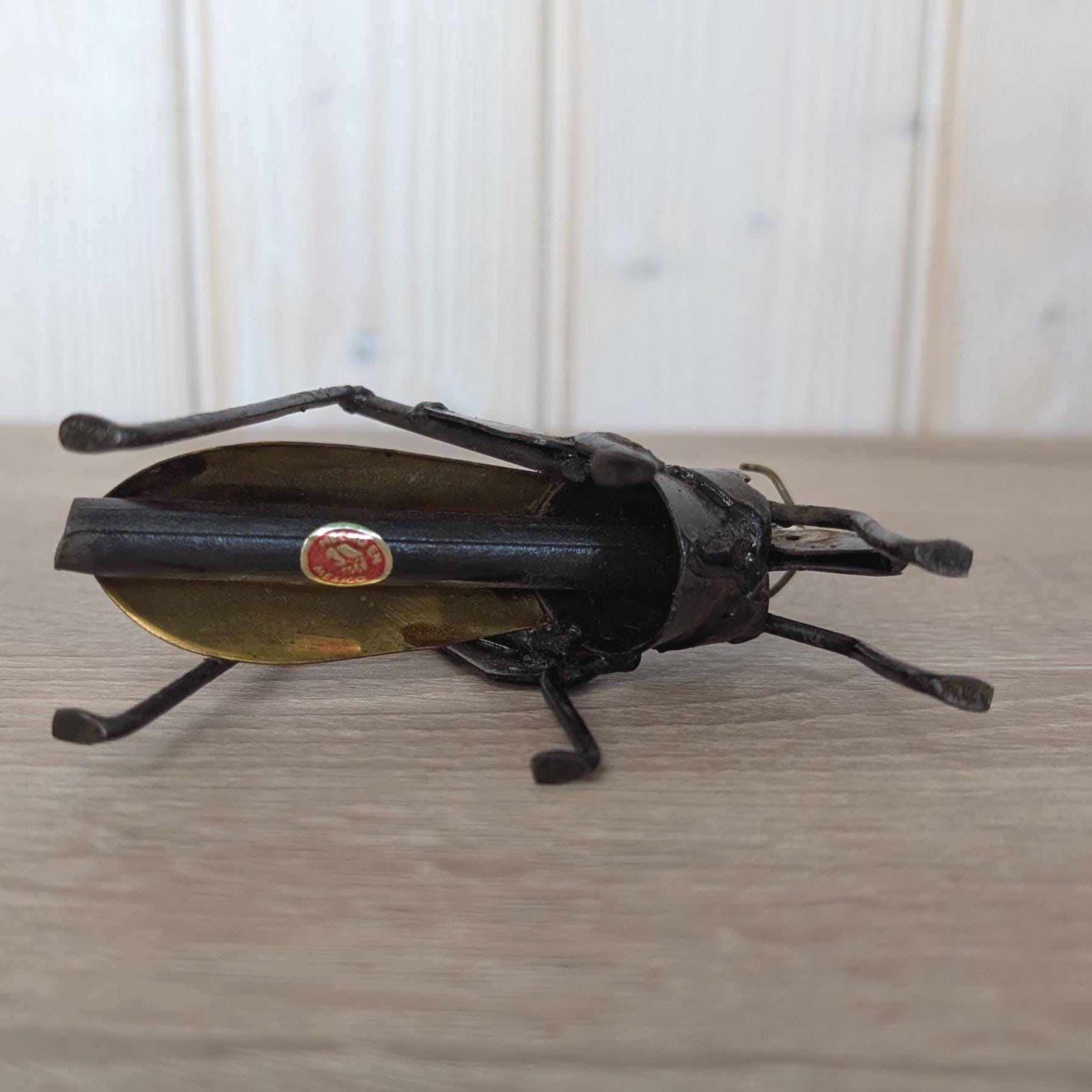 Vintage Brass Copper Grasshopper Figurine, Mexican Folk Art