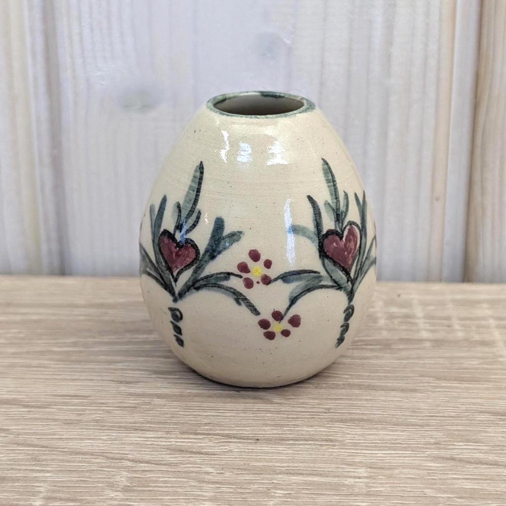 Vintage Studio Pottery Bud Vase, Hand Painted Ceramic Mini Vase, European, Mid Century