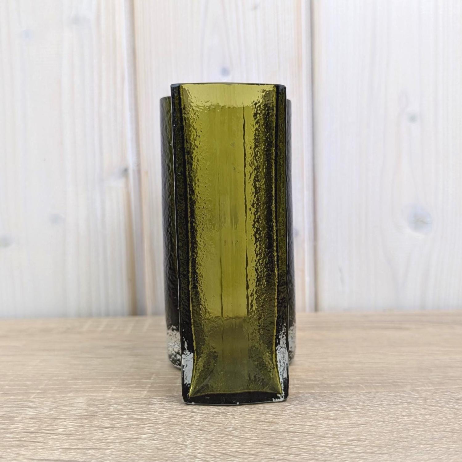 Vintage Nanny Still Riihimäki Olive Green Glass Vase, Finnish Art Glass, 1960s