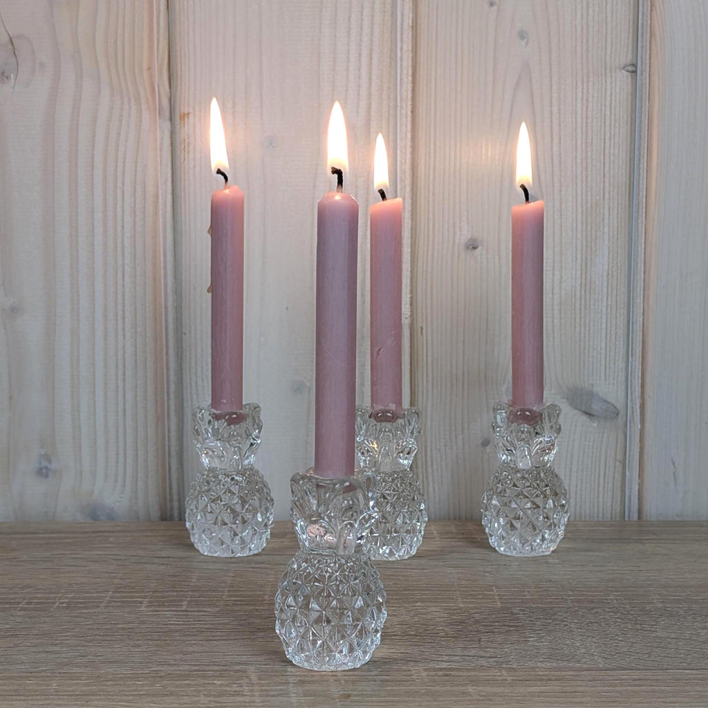 Vintage Williams Sonoma Glass Pineapple Candle Holders, Clear Pressed Glass, 2005