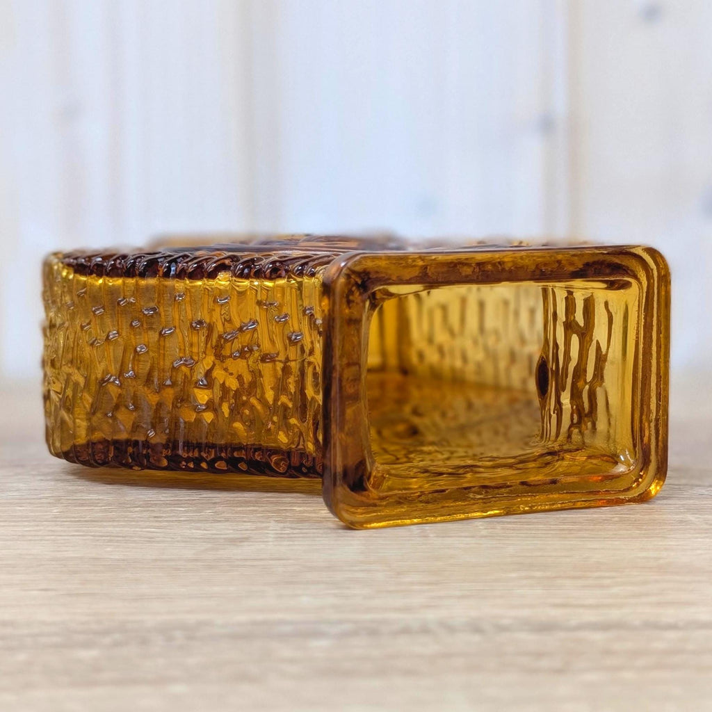 Oberglas Eye Amber Glass Vase Pressed Glass Austria, 1970s