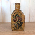 Antique charm, ceramic handpainted floral bird bottle, European origin, early 1900s