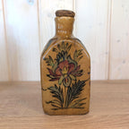 Antique charm, ceramic handpainted floral bird bottle, European origin, early 1900s