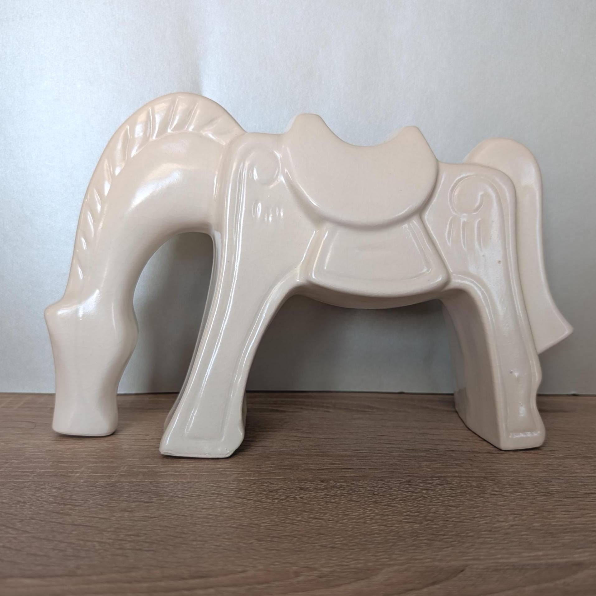 Vintage IKEA White Ceramic Horse Figurine, Modern Scandinavian Decor, Vietnam Production, 2000s Collectible Sculpture