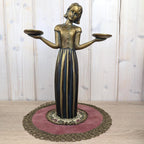 Art Nouveau Vintage Girl Candle Holder Figurine, Ceramic, 1960s