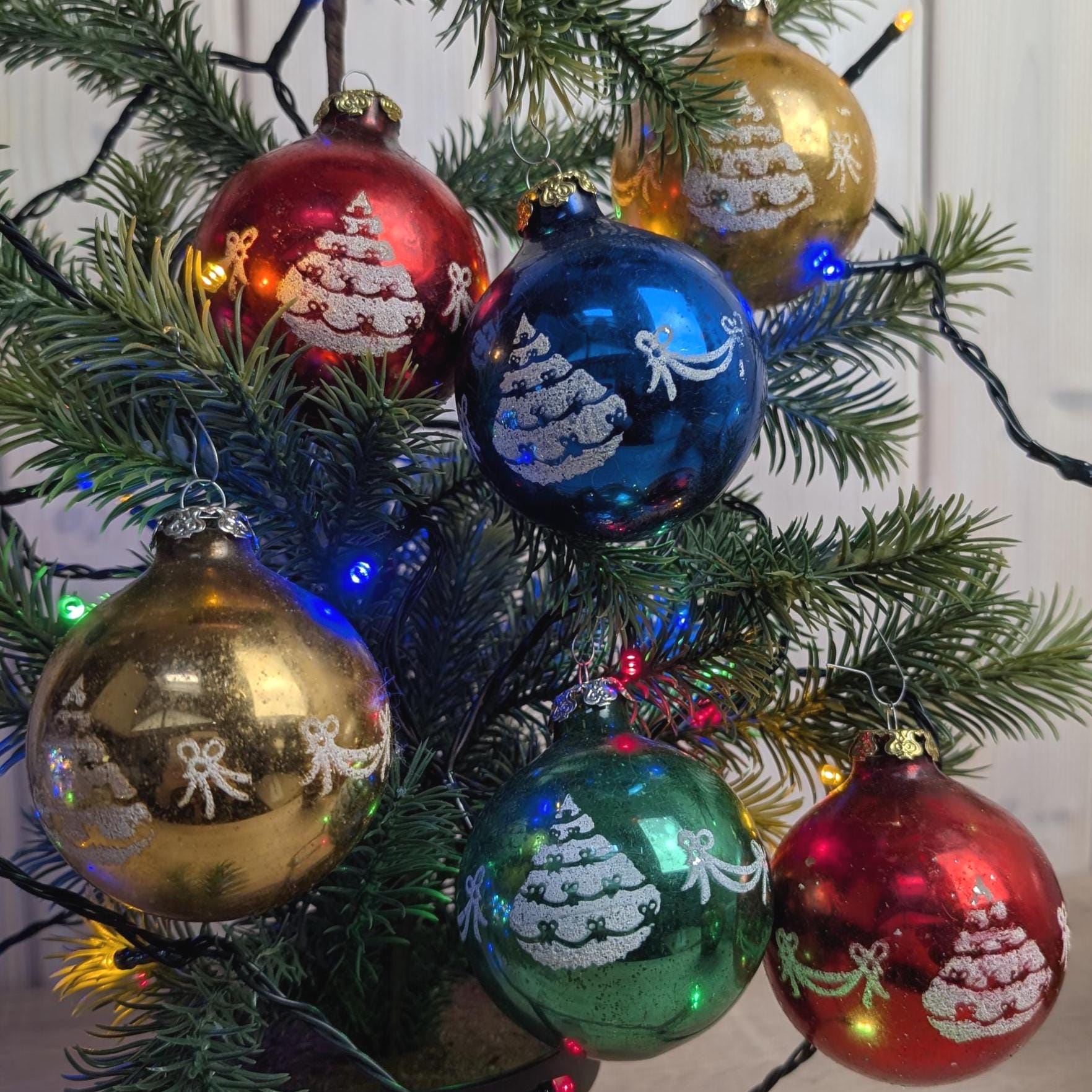 Martin Ziegler Glass Christmas Ornaments, German Holiday Decor Set, vintage
