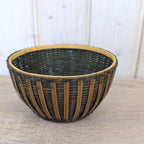 Wicker Bamboo Hen Basket with Lid, Chicken Storage Basket, Red Wood Comb, Glass Eye, Farmhouse Decor, 1970s