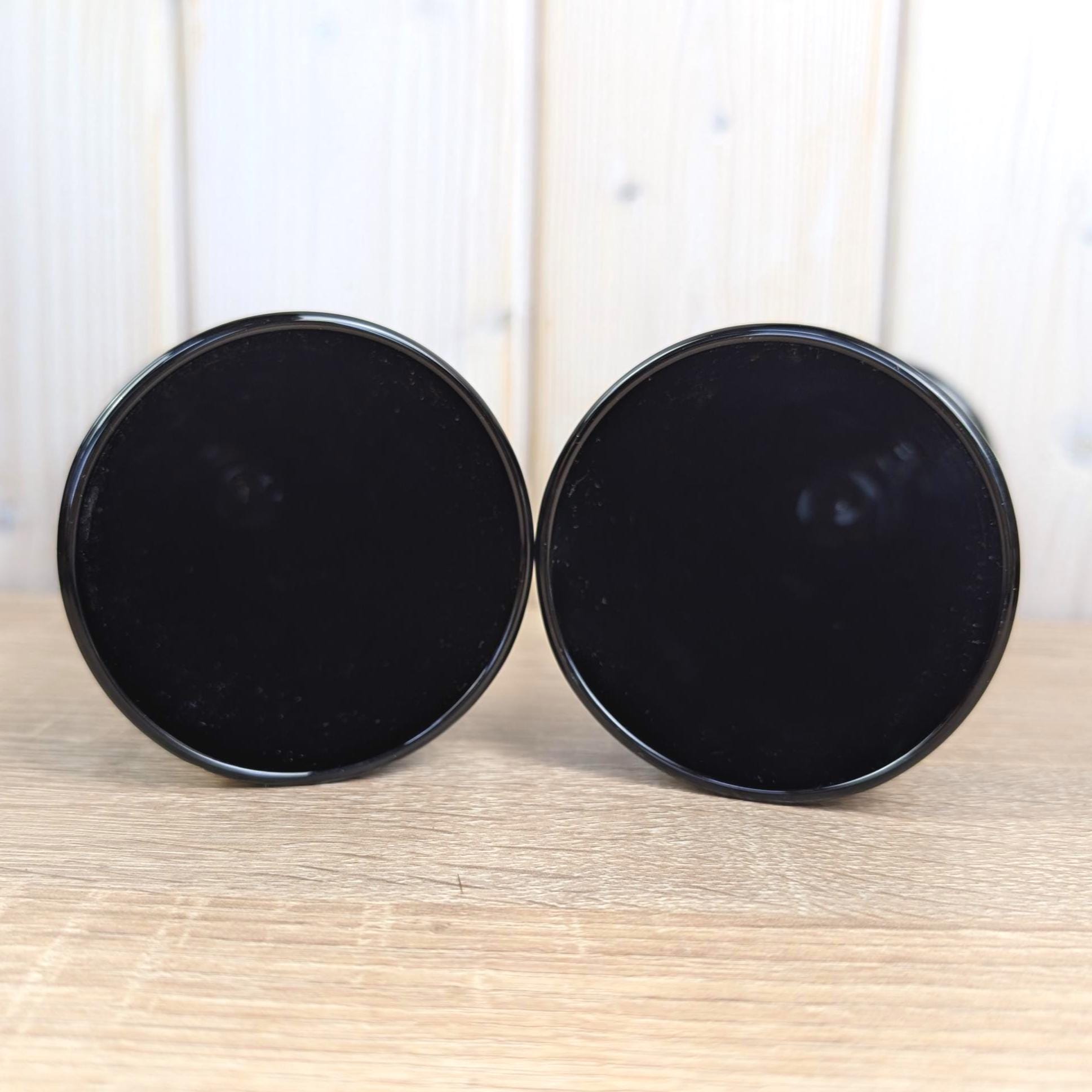 Luminarc Black Glass Goblets, Set of 2, Embossed Fruit Motif, Made in France, 1970s Vintage Barware