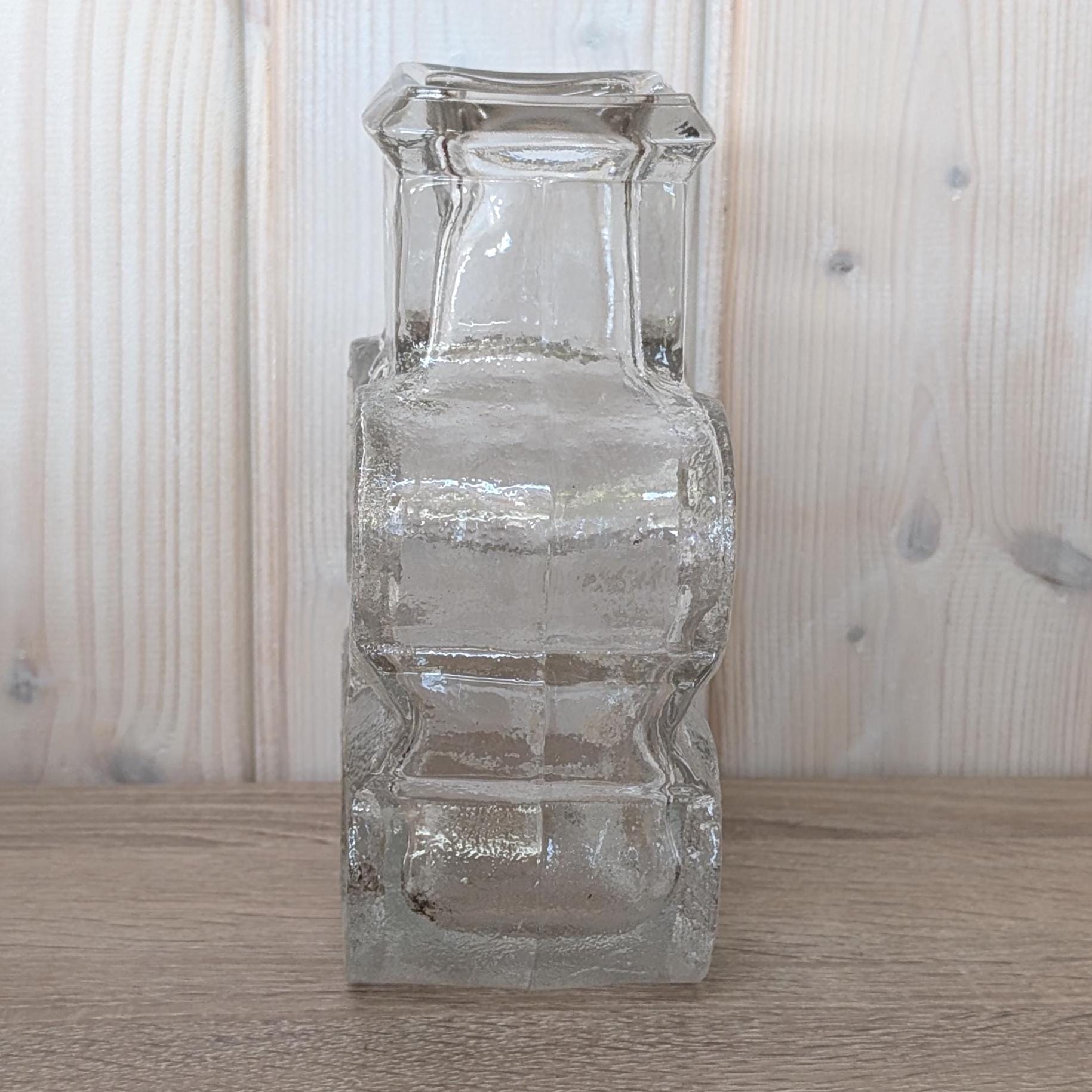 Walther Glas “On the Rocks” Vase, Heiner Düsterhaus Design, 1970s German Textured Art Glass, Mid-Century Collectible