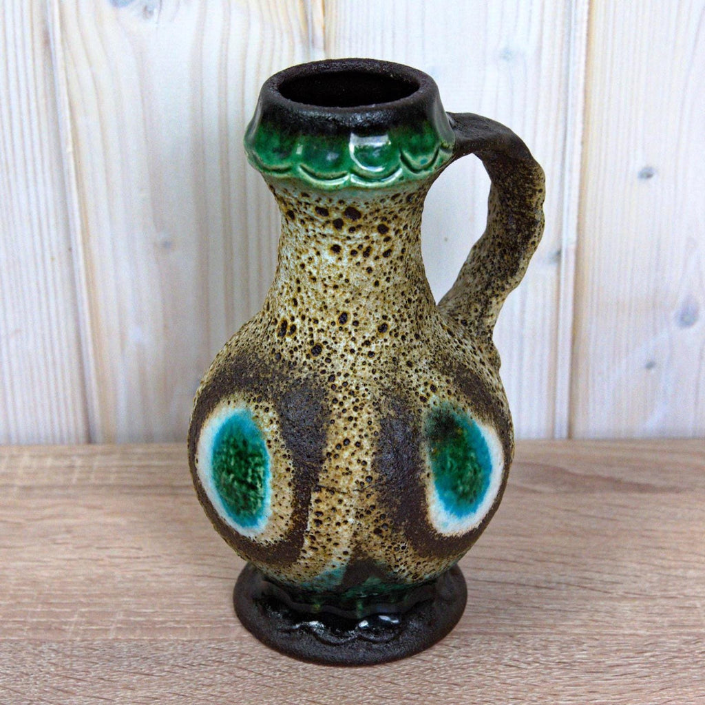 Dümler & Breiden Vase, Model 1006/20, West German Pottery, Green Brown Fat Lava, Vintage 1970s