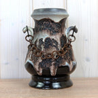 Dumler Breiden 1180-20 Vase West Germany, Mid Century Ceramic with Chain Handles, Fat Lava Pottery