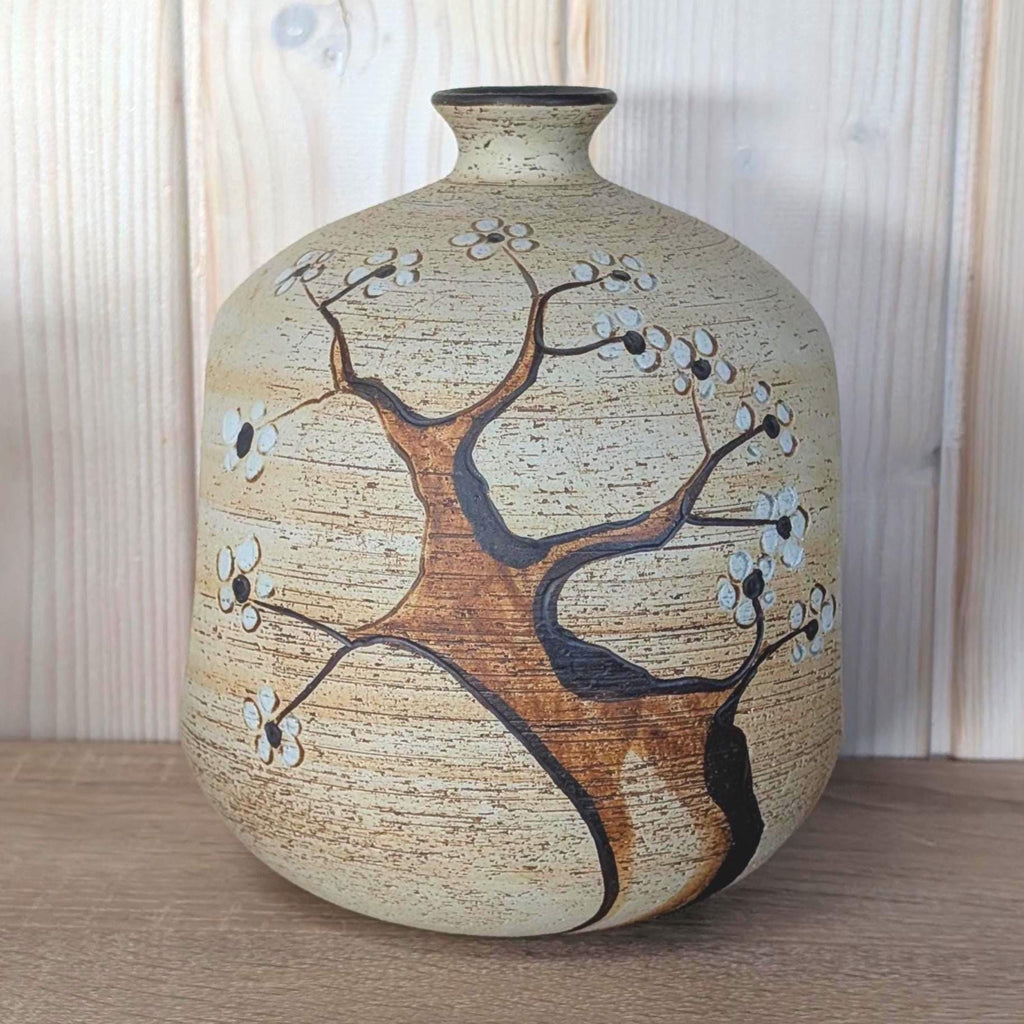 Handpainted Ceramic Tealight Holder Vase, Sgrafo Germany, Vintage 1970s
