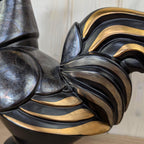 Gilde Handwerk Rooster Figurine Black Gold, Large Ceramic Cockerel Statue, Art Deco Home Decor, German Decorative Figure, 1980s