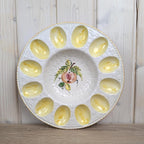 Hand Painted Italian Egg Plate, Ceramic Serving Dish Italy, Mid Century Tableware, Vintage 1960s