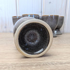 Vintage Grey Stoneware Egg Cups Set of 6, Rustic Ceramic, Mid Century Tableware