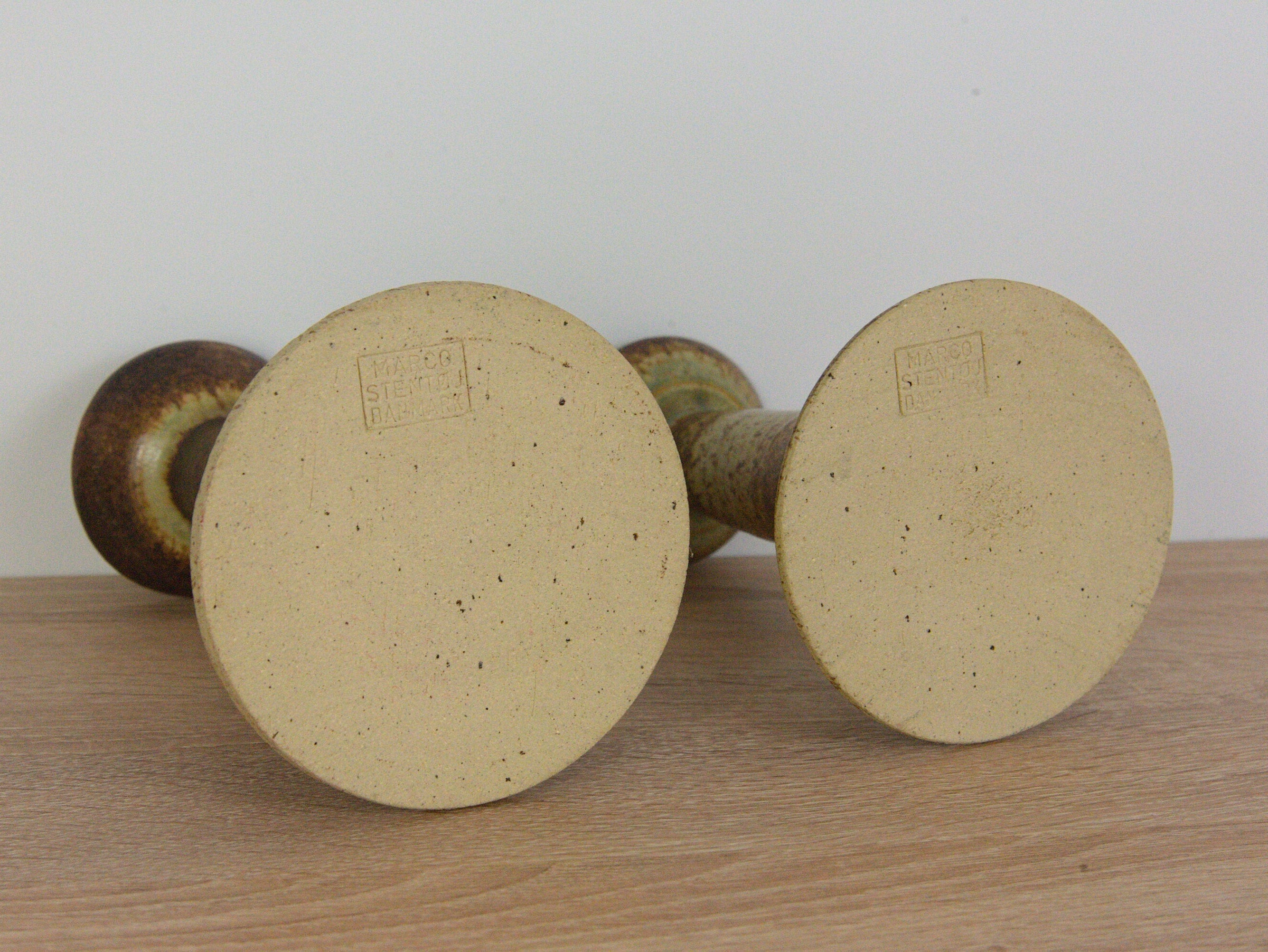 Marco Stentøj Candle Holders Set, Danish Stoneware, Denmark 1970s