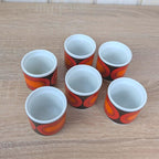 Arzberg Sizilia 3000 Egg Cup Set of 6, Hans Theo Baumann, Orange Red, 1970s German Porcelain
