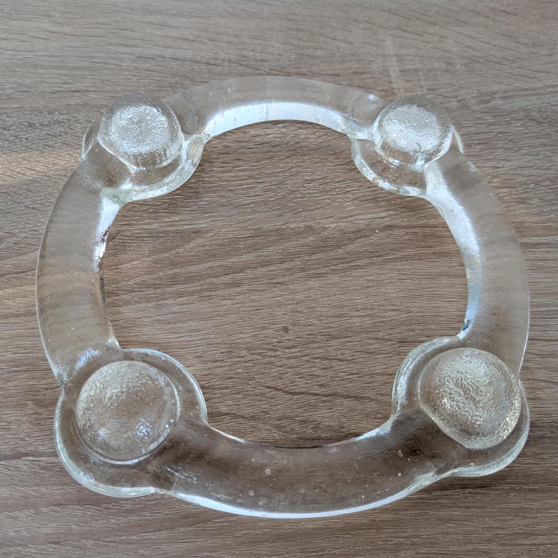 Pukeberg Sweden Glass Advent Candle Holder, Designed by Uno Westerberg, 1970s Mid-Century Scandinavian Vintage