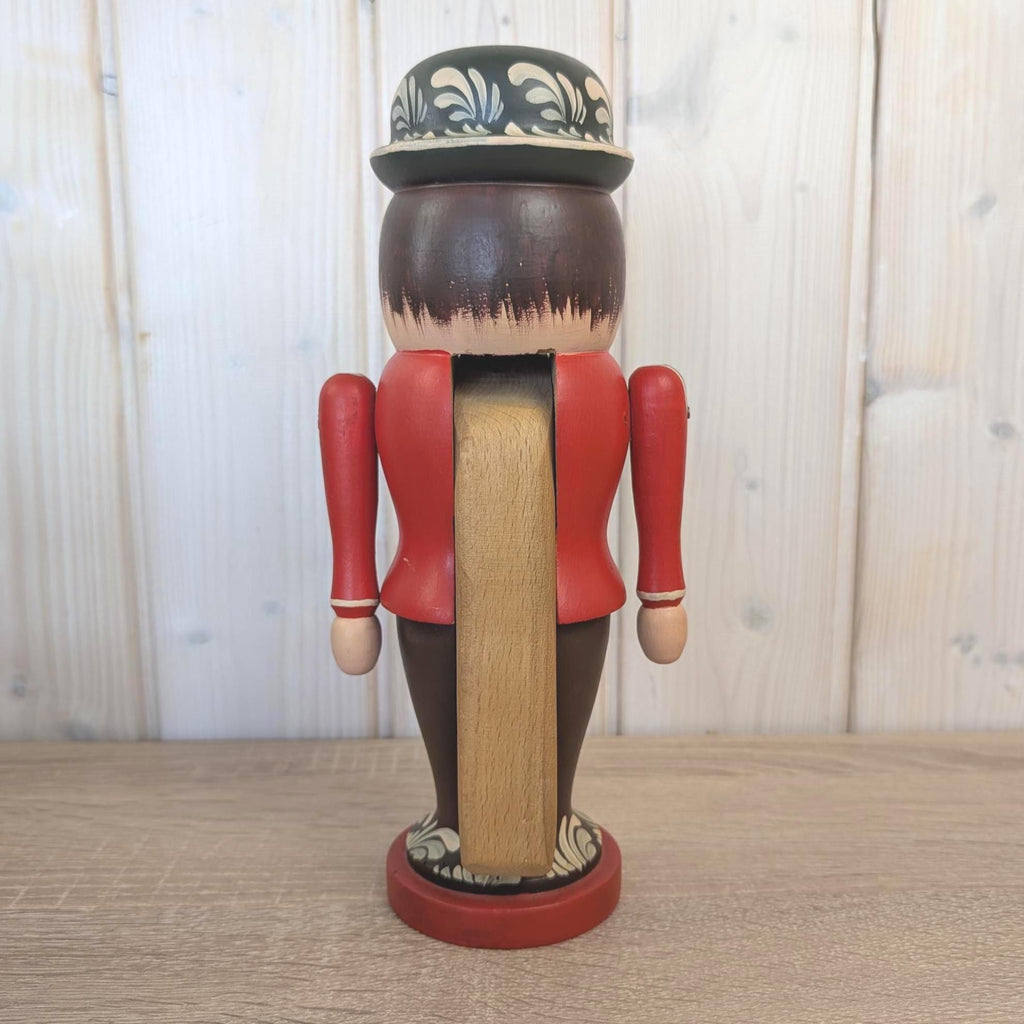 Erzgebirge Nutcracker, Hand Painted Wood Folk Art, Red, East German, Vintage 1970s