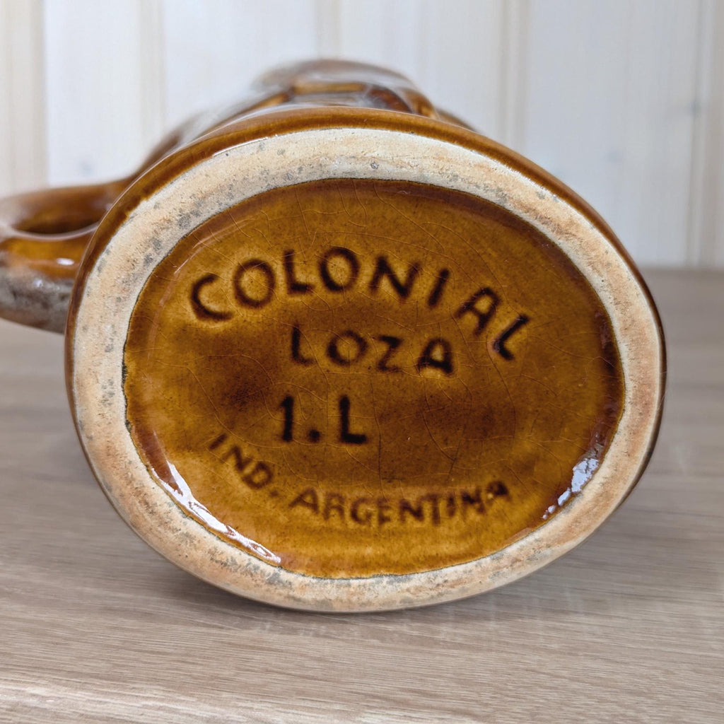 1950s Raven Jug: Colonial Loza Argentina Ceramic Pitcher