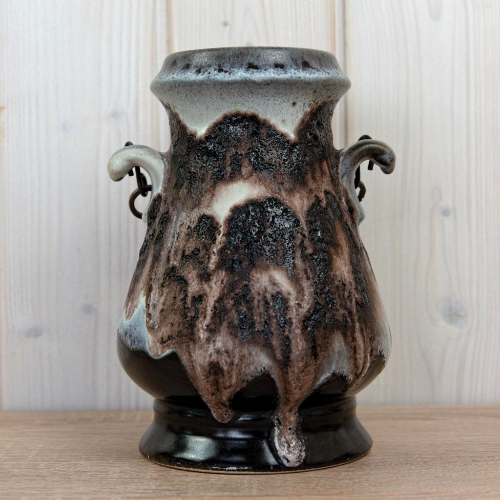 Dumler Breiden 1180-20 Vase West Germany, Mid Century Ceramic with Chain Handles, Fat Lava Pottery