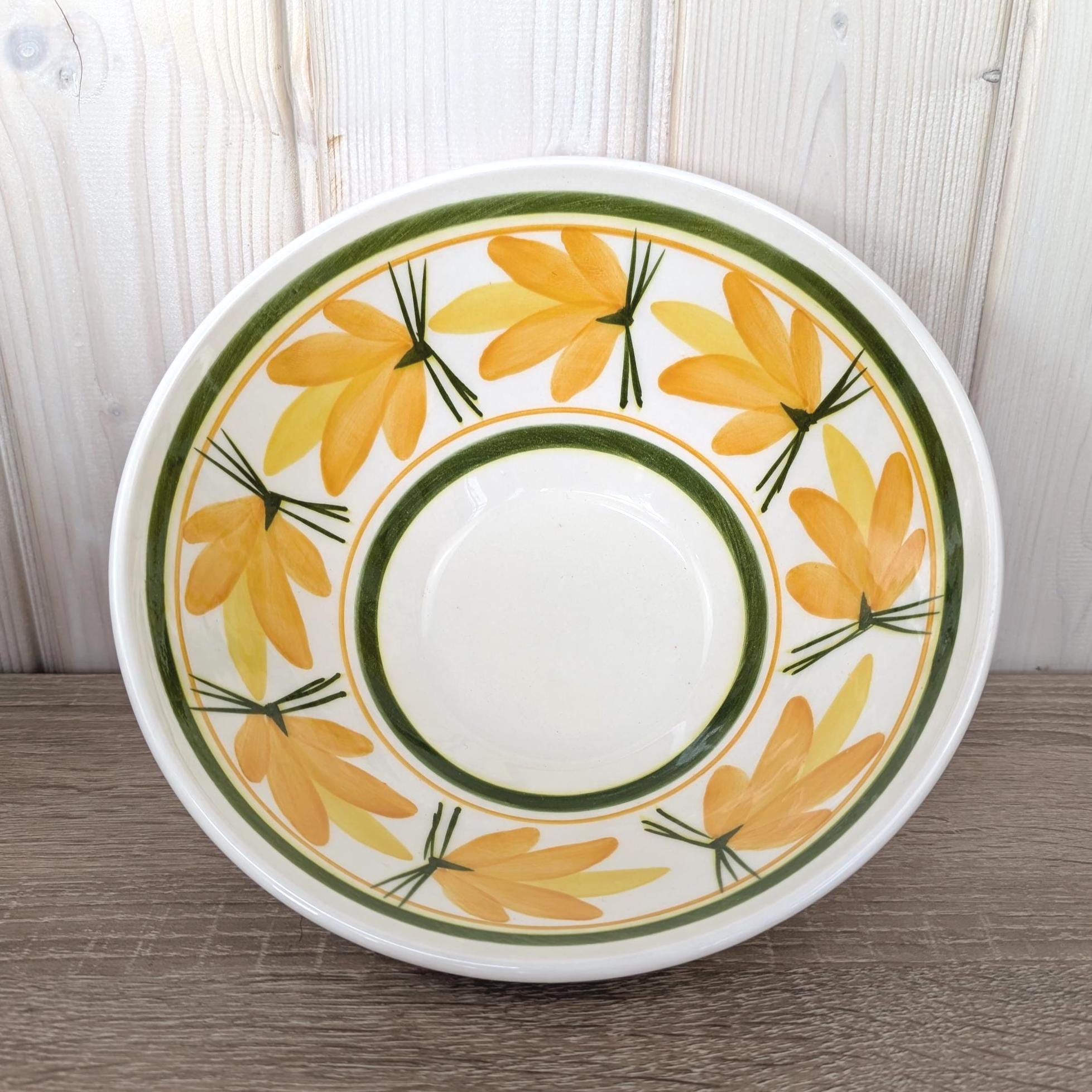 Very Rare Schramberg SMF Ginster Ceramic Nesting Bowl Set of 4, Vintage 1960s West German Hand-Painted Pottery,  Orange Floral