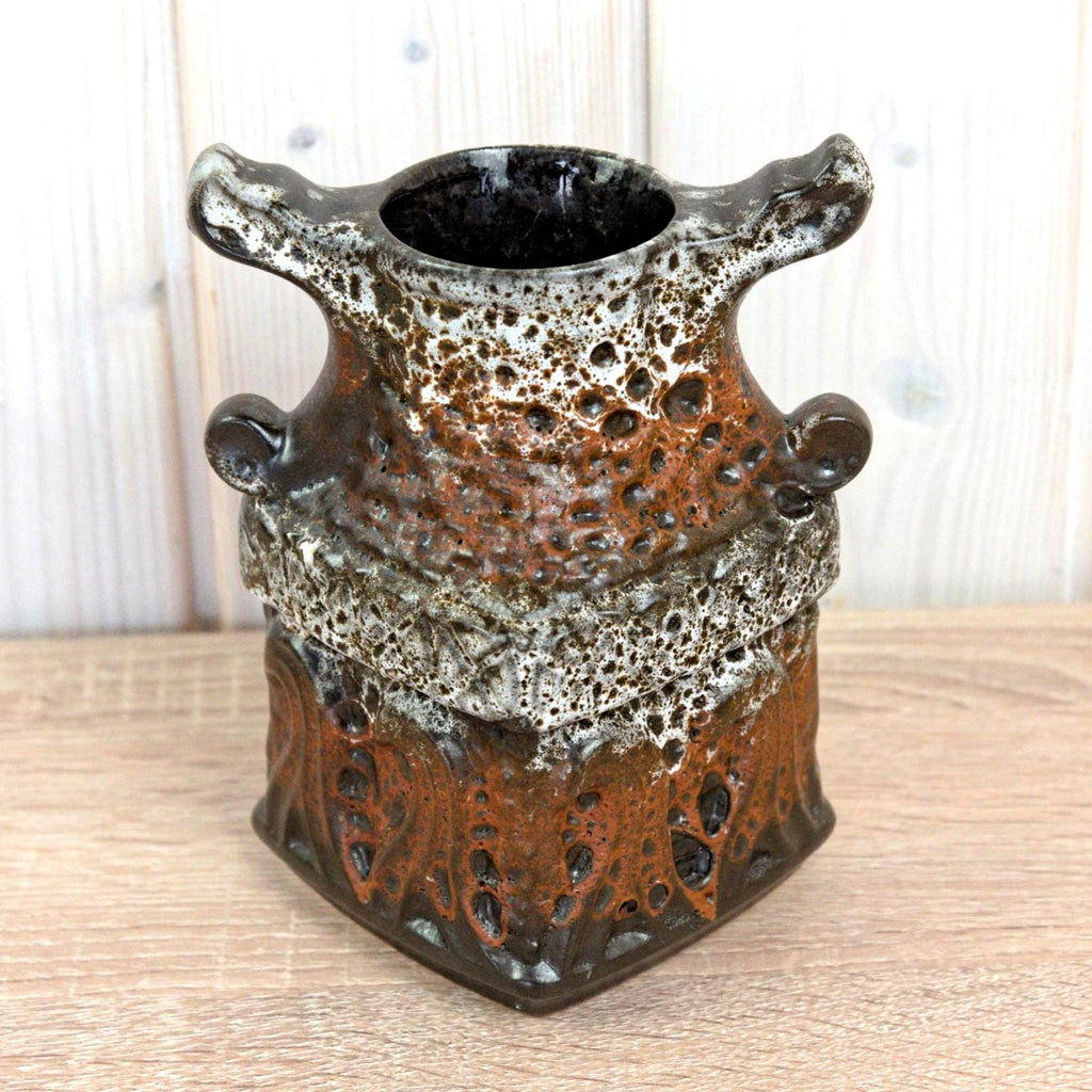 Bay Keramik Viking 79-17 Vase West Germany, Mid Century Fat Lava Pottery, Sculptural Handle Ceramic Vase