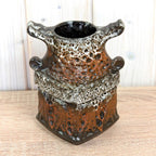 Bay Keramik Viking 79-17 Vase West Germany, Mid Century Fat Lava Pottery, Sculptural Handle Ceramic Vase