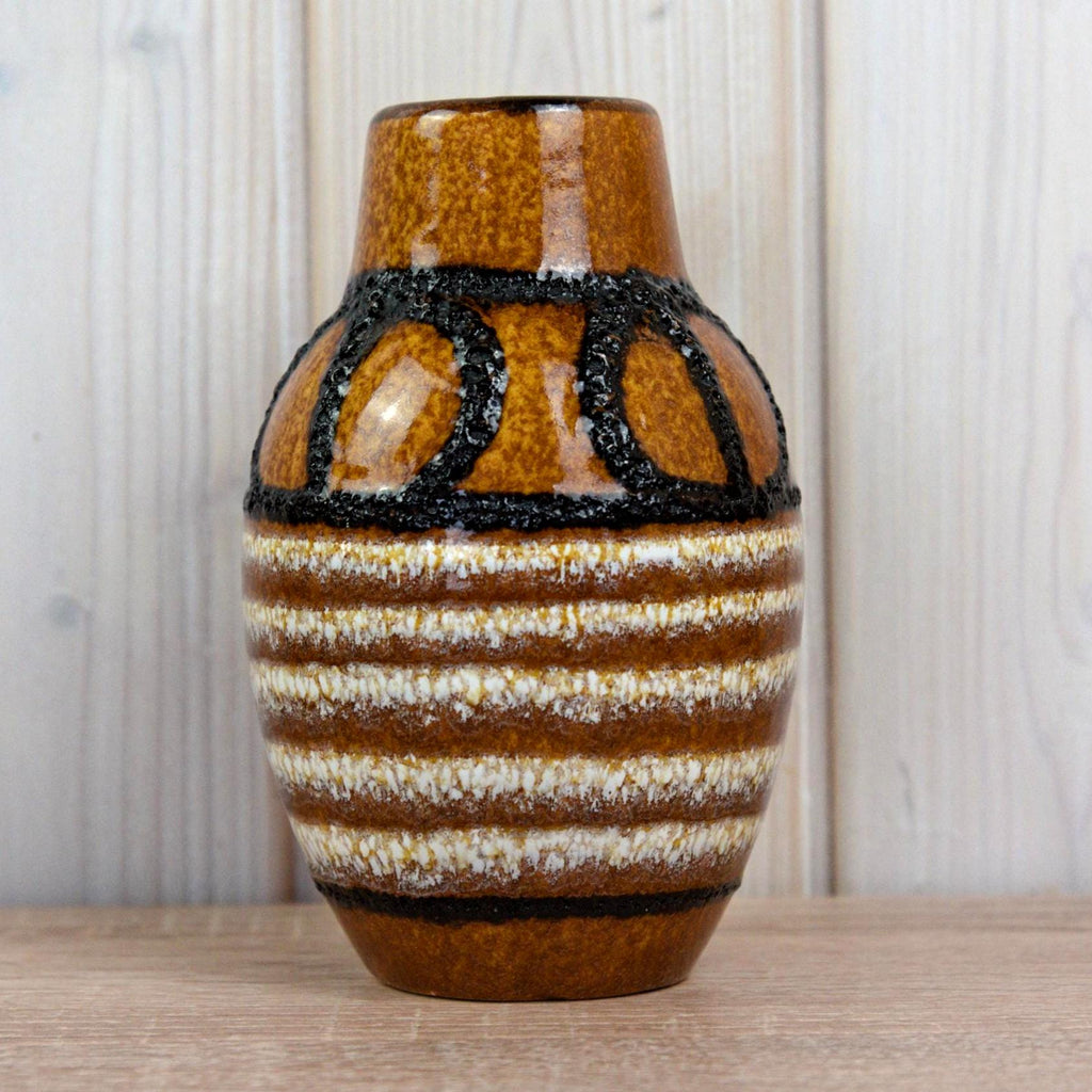 Scheurich 414-16 Vase West Germany, Mid Century Fat Lava Pottery, Brown Ceramic Vase