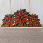 Käthe Wohlfahrt Hand Painted Wooden Napkin Holder, German Christmas Poinsettia Decor