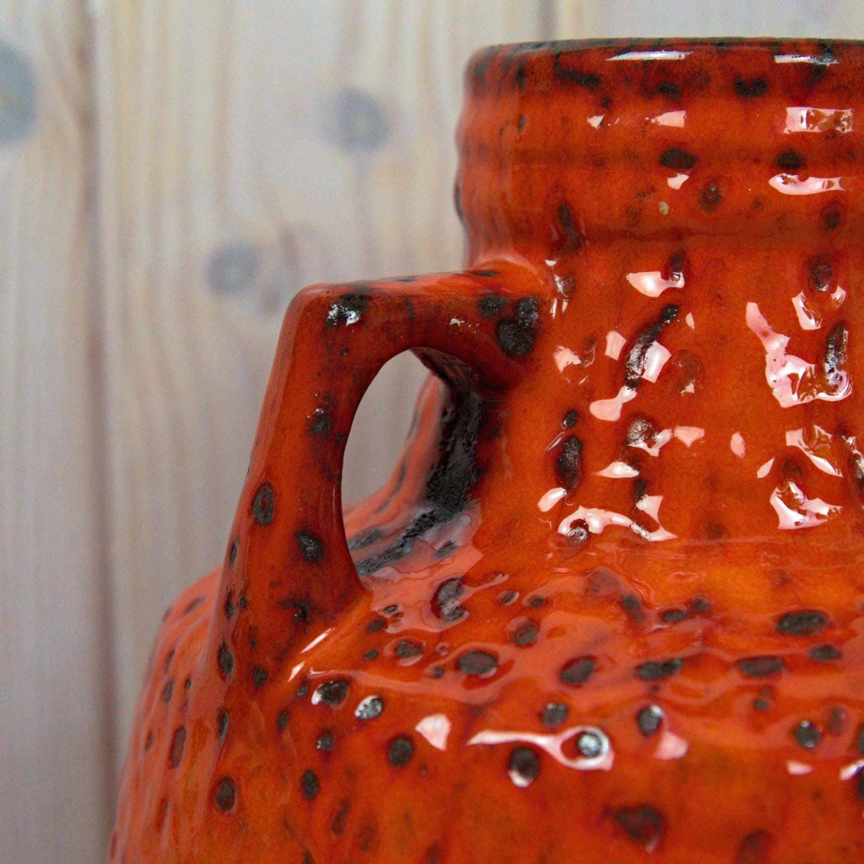 Fohr Fat Lava Vase, Model 388-25, West German Pottery, Volcanic Glaze, Vintage 1970s