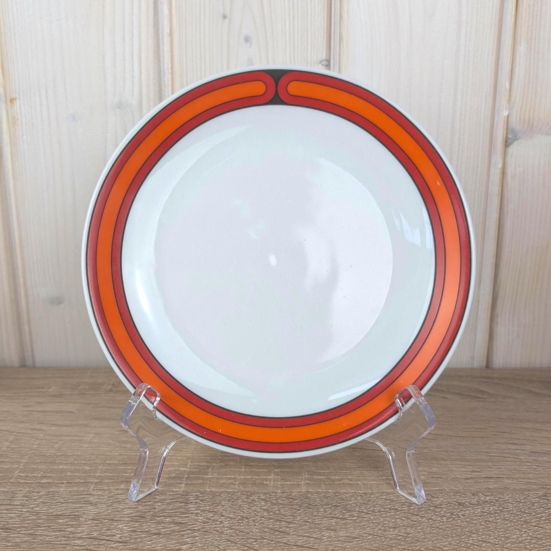 Arzberg Sizilia 3000 Breakfast Plate Set of 6, Hans Theo Baumann, Orange Red, 1970s German Porcelain
