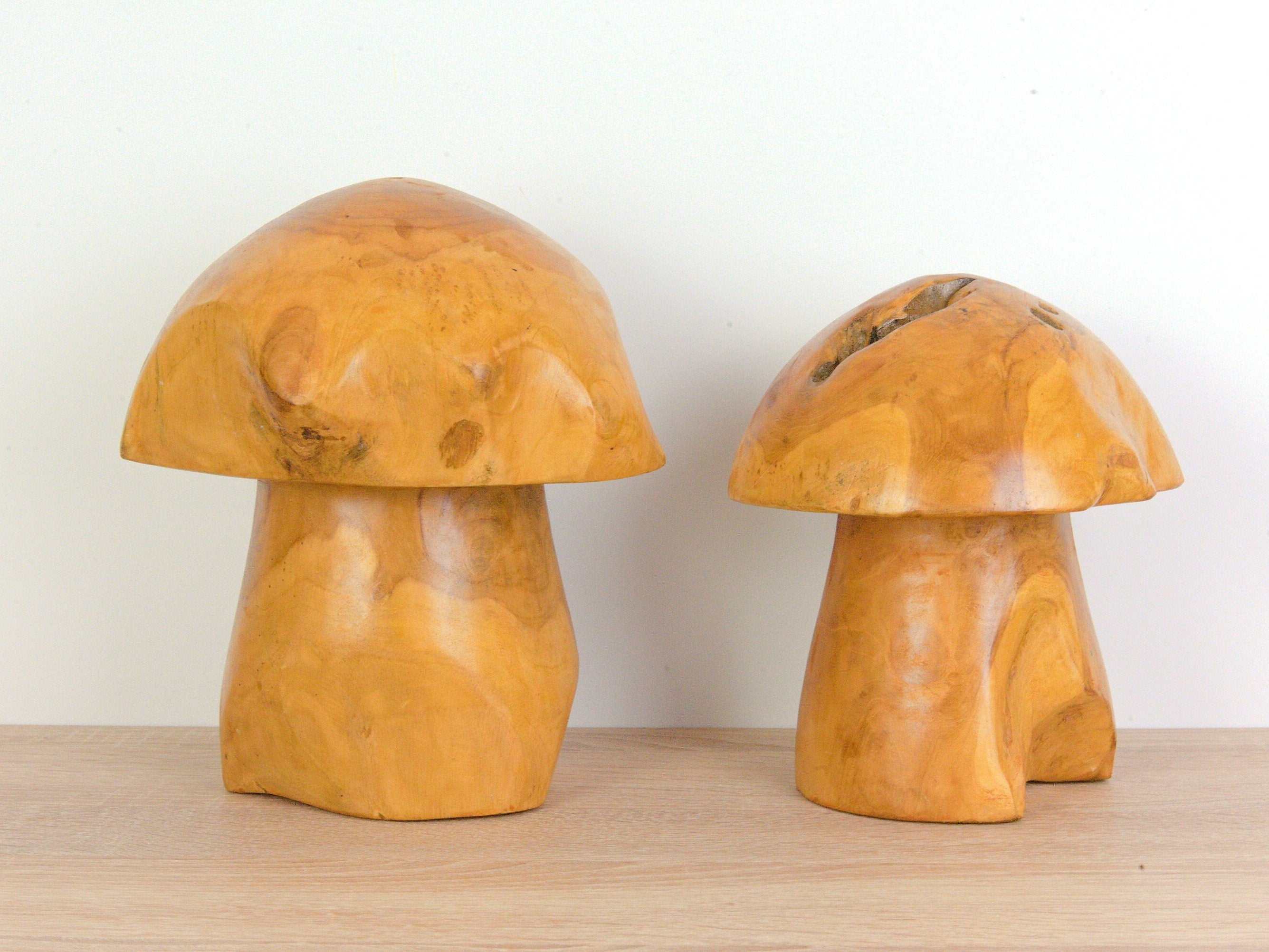 Set of Wooden Mushrooms - Vintage