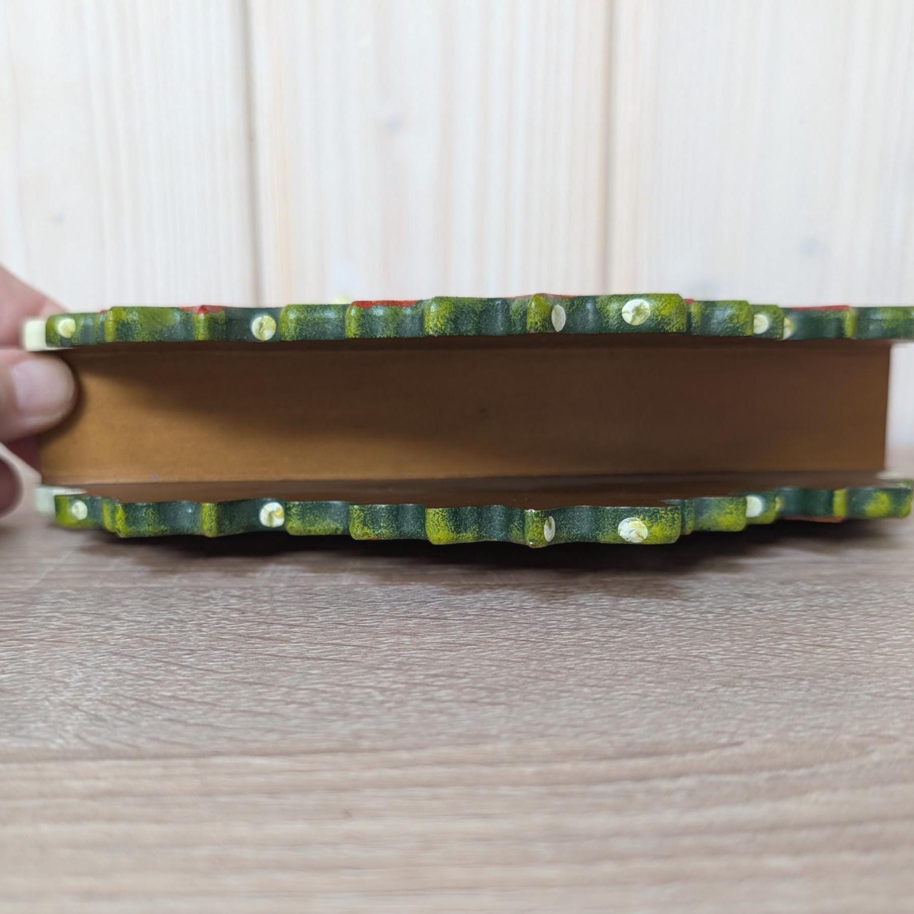 Käthe Wohlfahrt Hand Painted Wooden Napkin Holder, German Christmas Poinsettia Decor