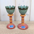 Keramik Kirchner Burkardroth Ceramic Candleholder Pair, Vintage German Studio Pottery Flower Cup, Egg Cup Taper Candle Holder Set of 2