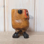 Hand Carved Wooden Owl Figurine, Painted Folk Art Sculpture, Wall Hanging, Vintage 1960s