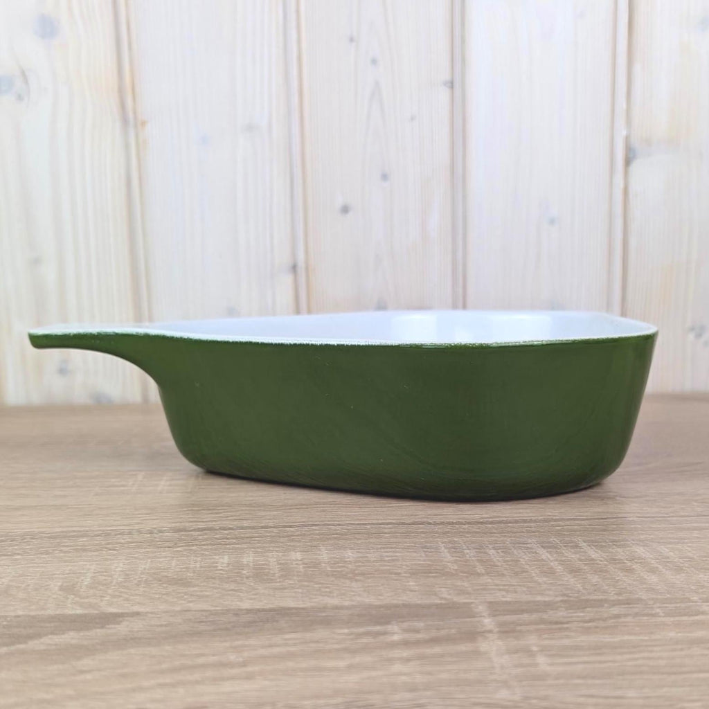 Green Ceramic Pear Baking Dish, Organic Shape Oven Dish, Dark Green Glaze, West German Pottery, 1950s