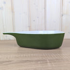 Green Ceramic Pear Baking Dish, Organic Shape Oven Dish, Dark Green Glaze, West German Pottery, 1950s